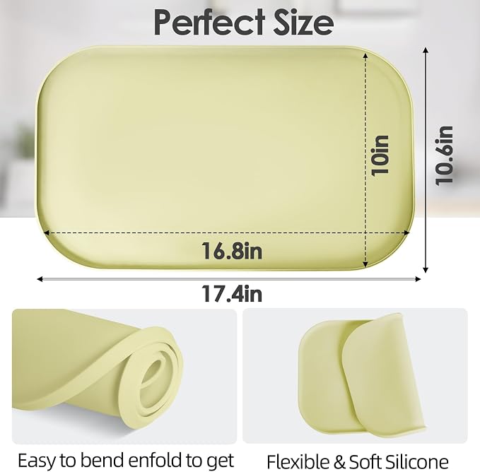 Silicone Coffee Maker Mat with Lip, 17.4'' x 10.6'' Heavy Duty Coffee Maker Mat - Image 2
