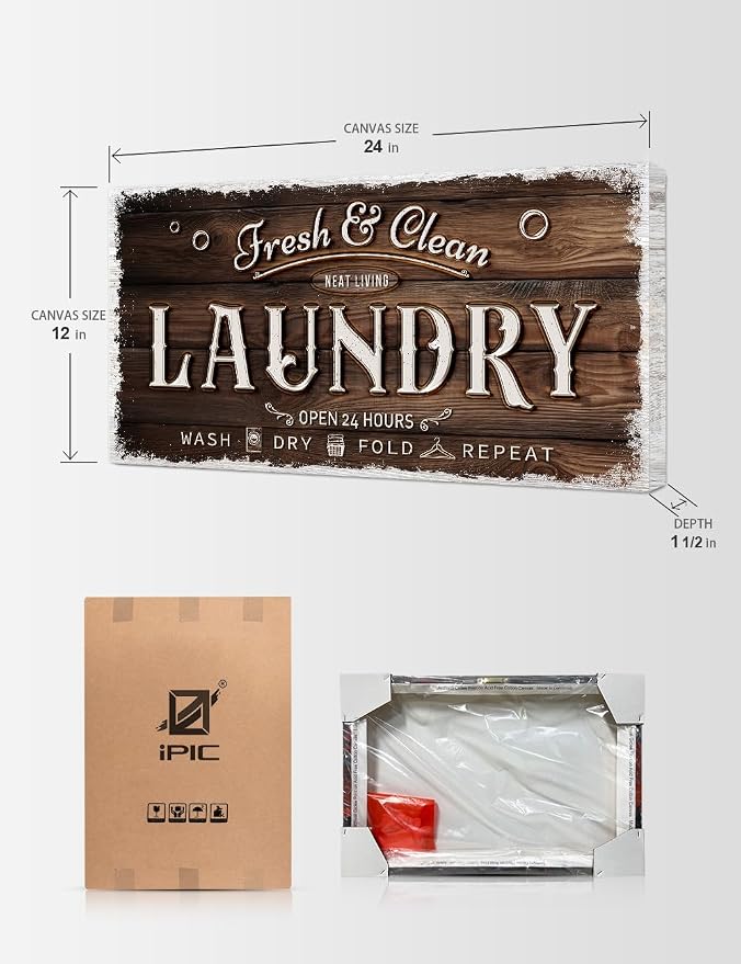 IPIC - Laundry Room Decor, Rustic Canvas Wall Art Print on Acid-Free Cotton - Image 7