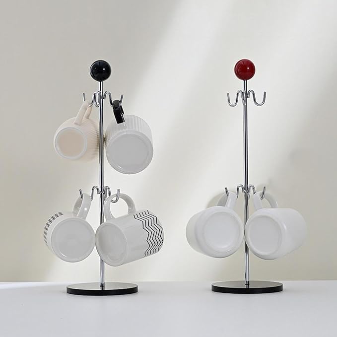 Coffee Mug Tree Cup Drying Rack, 6 Hooks Coffee Cups Stand, Vertical Cup Holder - Image 5