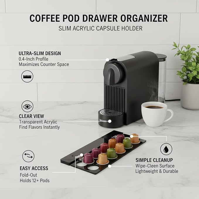 Slim Coffee Pod Organizer, Space-Saving Display Rack, 13.1 x 5.1 x 0.4 Inches - Image 5