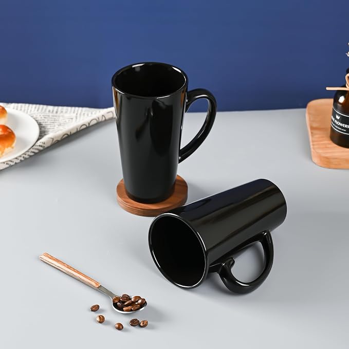 BYCNZB 16oz black Funnel Ceramic Tall Coffee Mugs - Image 7