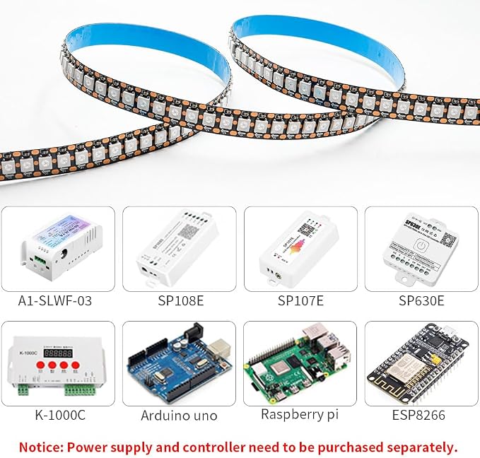 WS2812B IC RGB 5050SMD ECO Individual Addressable LED Strip Light, 3.2FT - Image 3