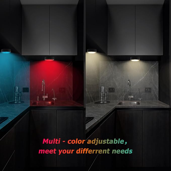 Puck Lights with Remote, Under Cabinet Lighting Wireless, Battery Operated RGB - Image 5