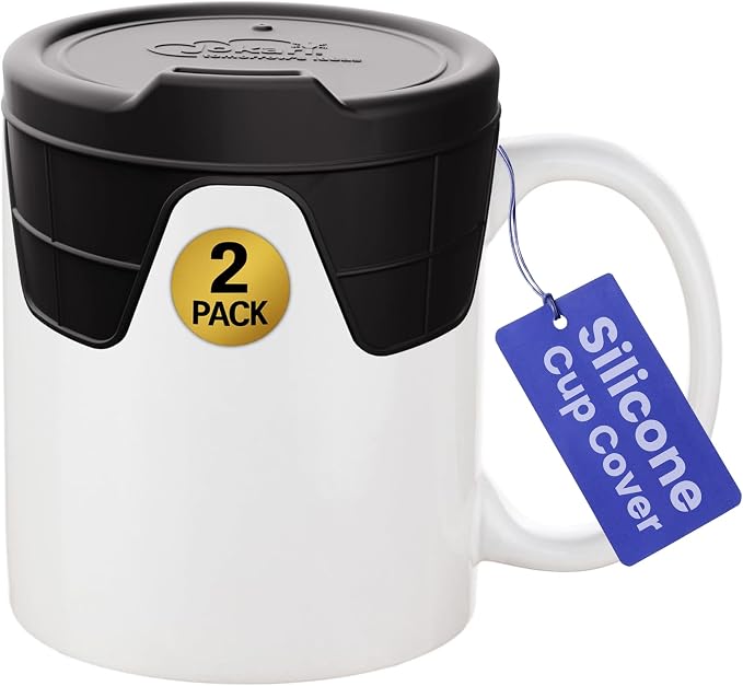 Jokari Silicone Cup Cover 2 Pack Stretch Fit Spill-Proof Coffee Mug Lid by Jokari
