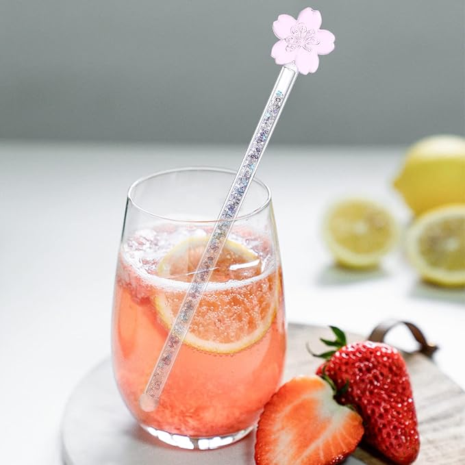 KALLORY Glass Stirring Rod Coffee Blender Stick Heart Stirrer Cherry Stirrer - Image 7