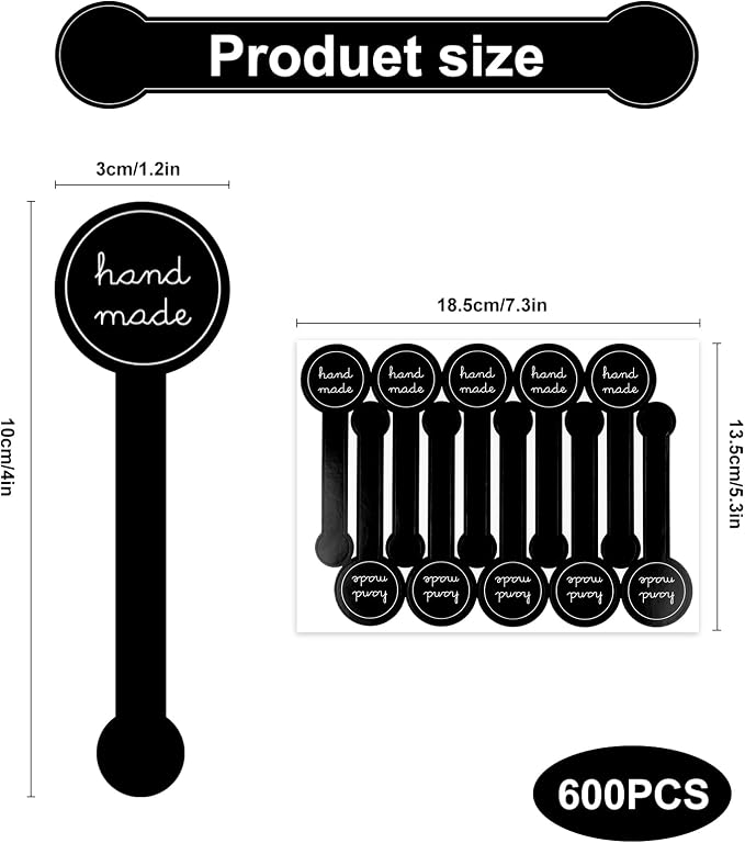 600Pcs Handmade Food Baking Seal Stickers Labels, Self-Adhesive Goods Bakery - Image 2