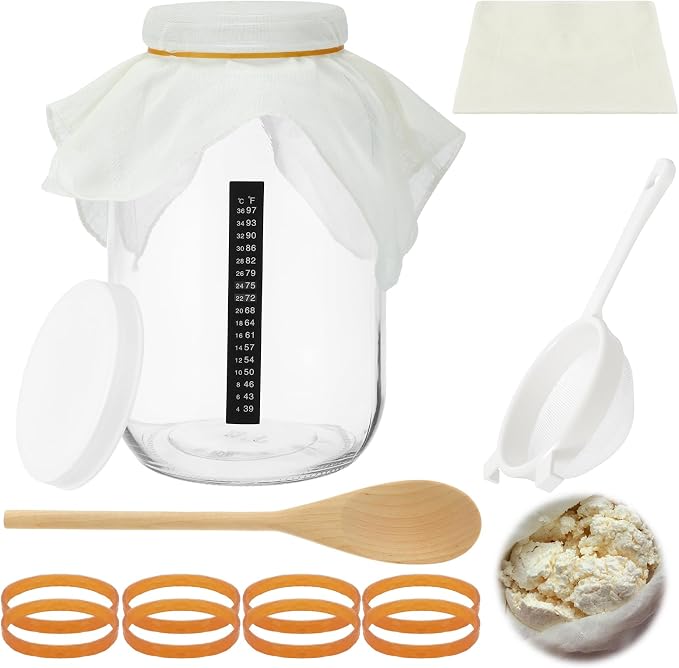 Honeydak 8 Pcs Complete Kefir Starter Kit Kombucha Fermenter Kit Gallon 128oz by Honeydak
