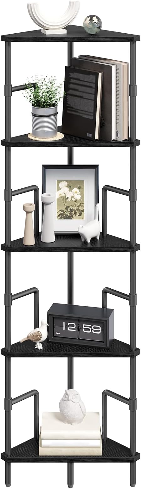 MAHANCRIS 52.8" Corner Shelf, 5-Tier Industrial Corner Bookshelf - Image 9