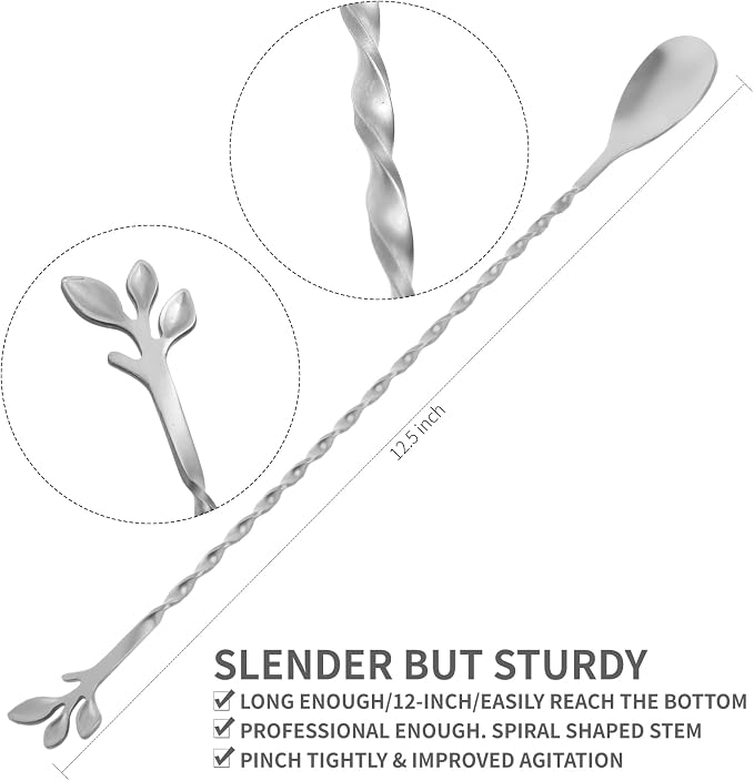 AnSaw Silver 12-Inch Stainless Steel Cocktail Spoon - Image 2