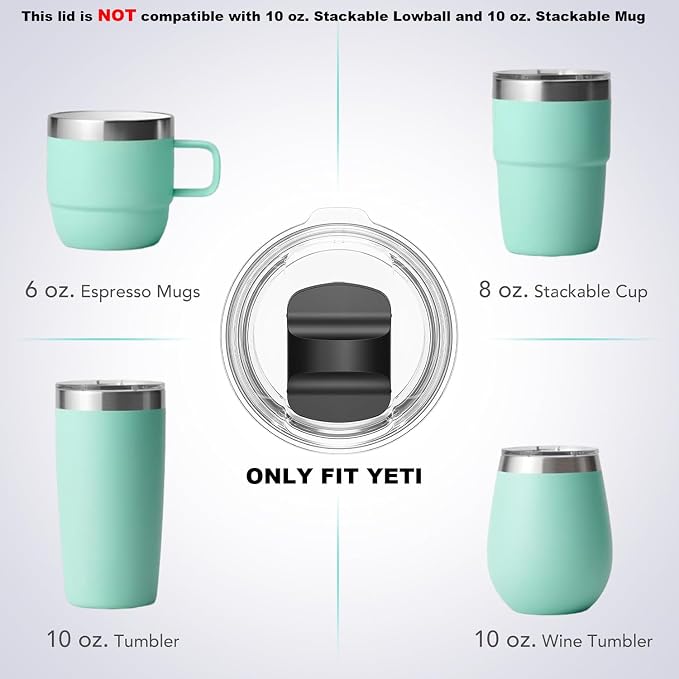 10 oz Wine Tumbler Lid Replacement, 2 Pack Magnetic Slider Cup Lids Compatible - Image 2