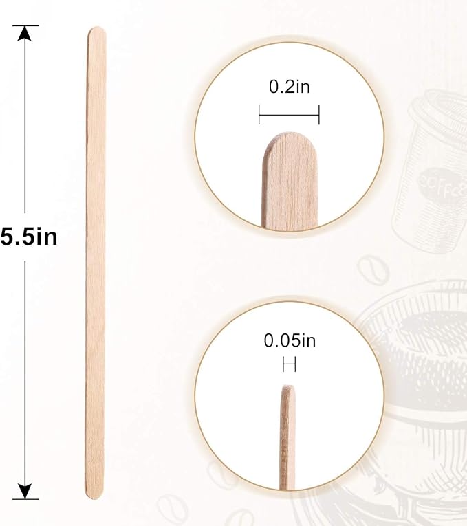 Wooden Coffee Stirrers 5.5" Coffee Stir Sticks 1000 Pcs, Natural Birch Round - Image 6