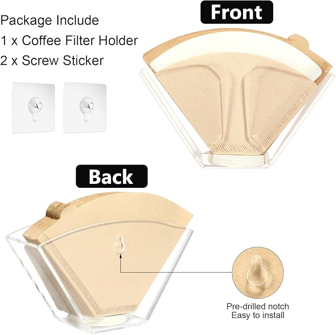 Kamehame Coffee Filter Holder, Wall Mount Coffee Filter Dispenser Rack - Image 3