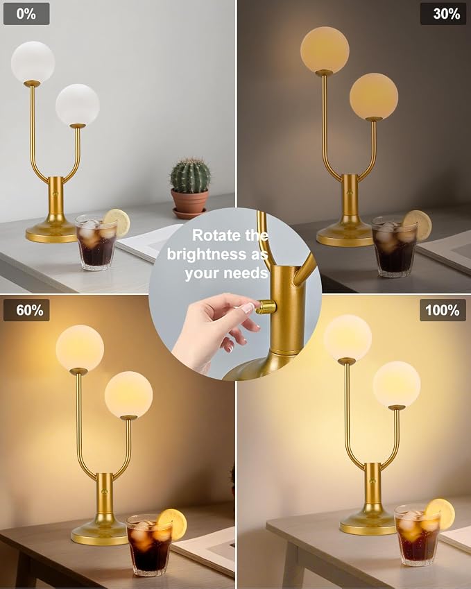 Lightdot Globe Table Lamp for Bedroom Mid Century Modern Gold Small Desk Lamp - Image 3