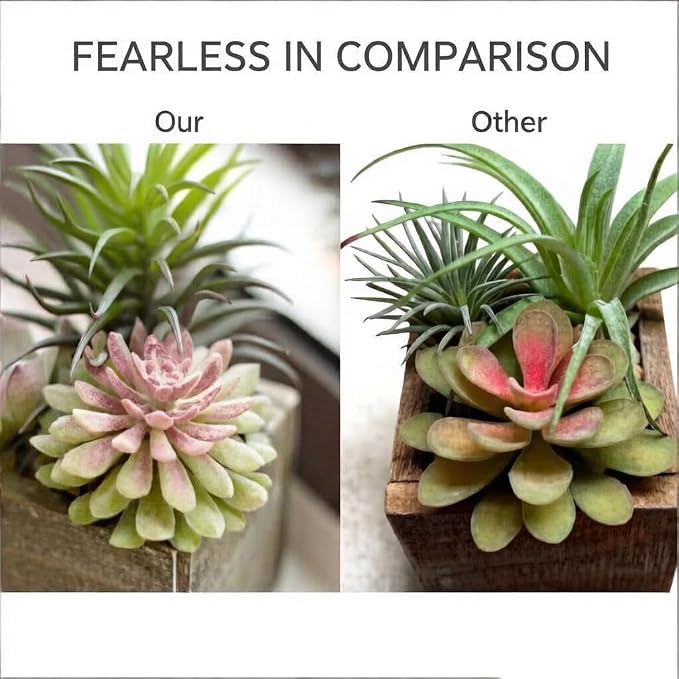 Succulent Plants Artificial, 3 Pack Small Fake Plants in Wood Pot - Image 8