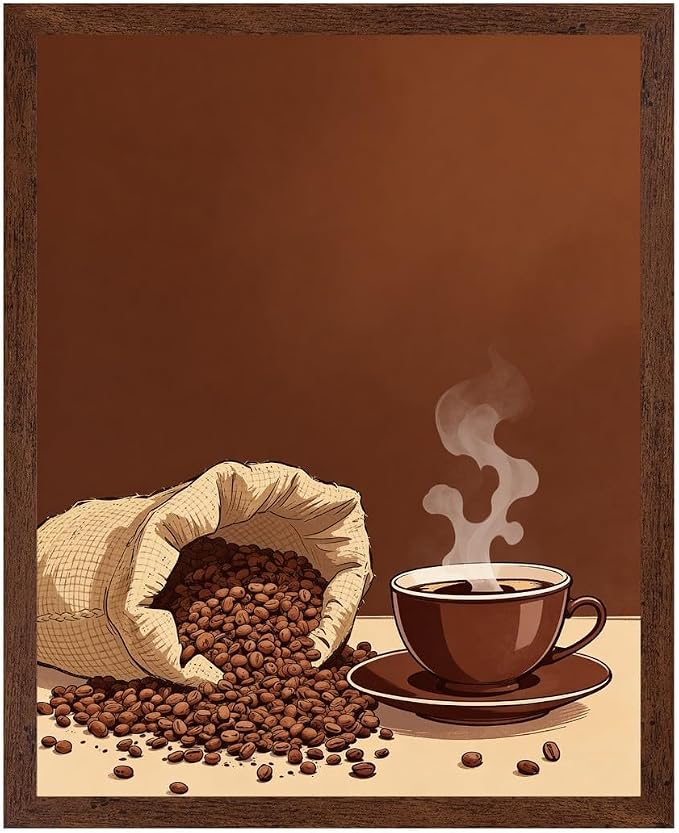 Lawrence Williams Designs Coffee Beans and Cup Poster by LawrenceWilliamsDesigns