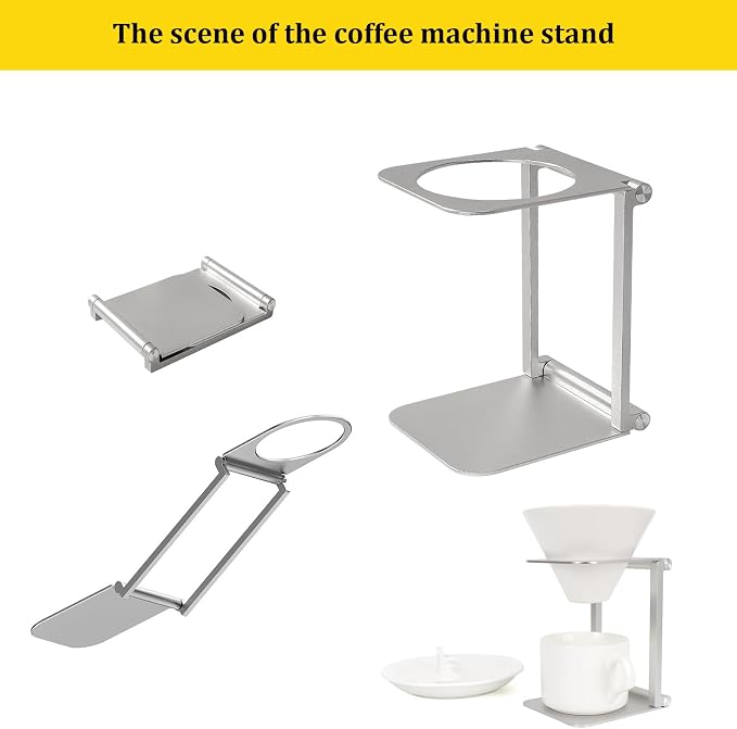 Pour over Dripper Stand, Portable &Foldable Aluminum Coffee Dripper Holder Rack - Image 3