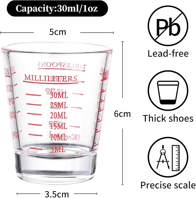 Shot Glasses Measuring cup Espresso Shot Glass Liquid Heavy Wine 2 Pack - Image 4