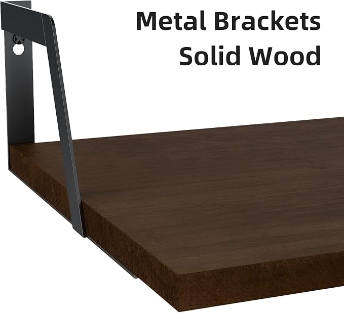 SRIWATANA Floating Shelves Wall Mounted Set of 2 Rustic Wood Shelves - Image 7