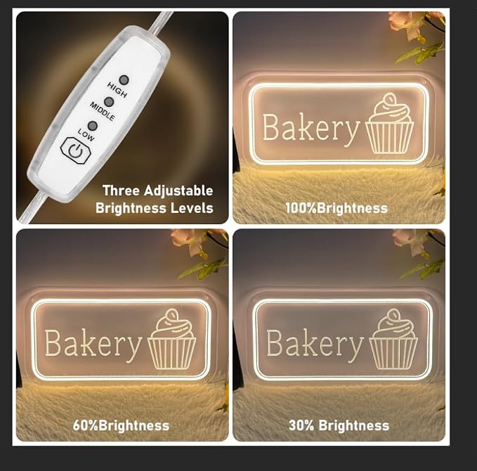 Bakery Neon Sign for Wall Decor Dimmable LED Neon Light Bakery Light Up Signs - Image 2