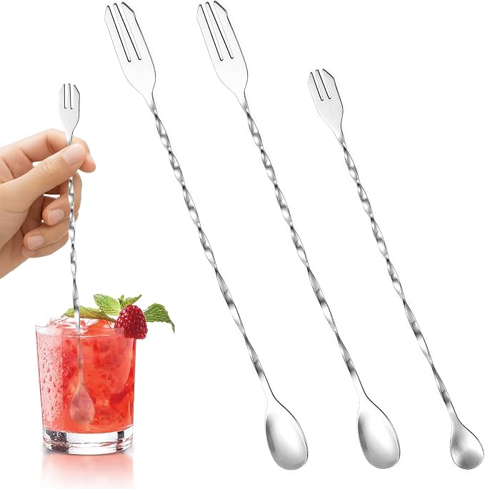 3-Piece Bar Spoons Cocktail Stirrers, Stainless Steel Cocktail Mixing Stirrers by Unknown