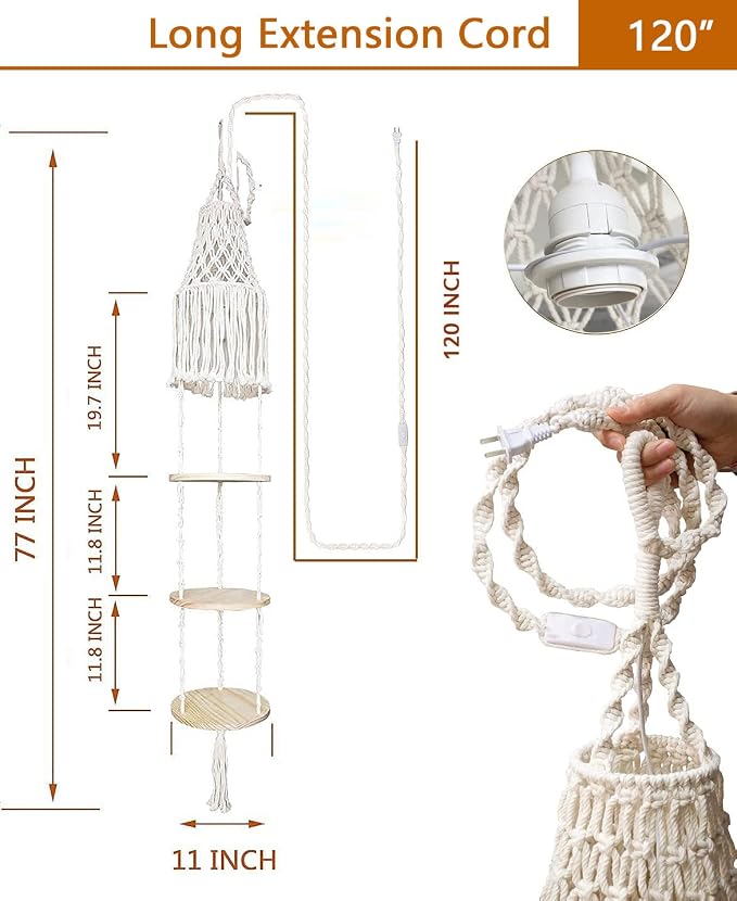 YKBU Macrame Plant Hanger Shelf Hanging Rope Shelf Indoor - Image 6