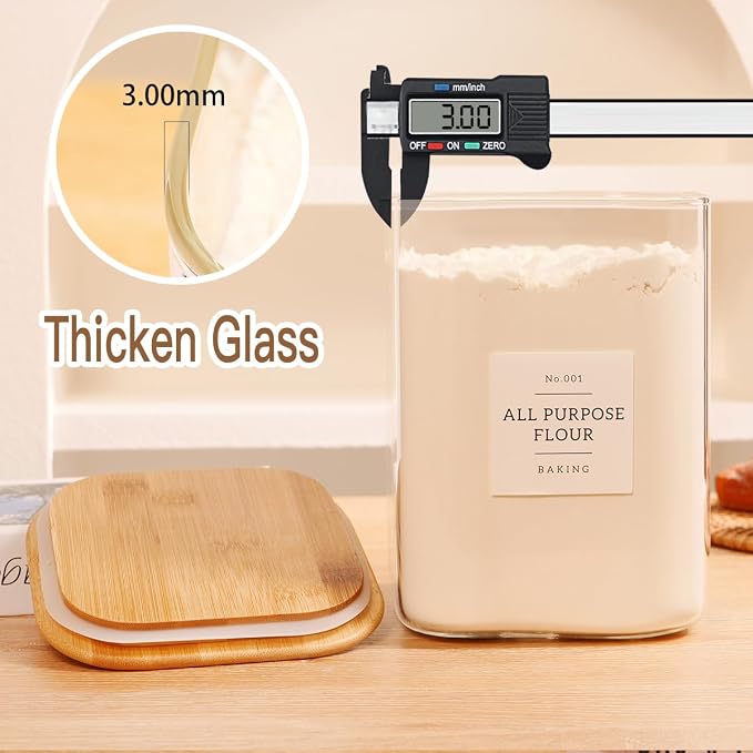 2 Pack large Square Glass Flour and Sugar Containers - Image 5