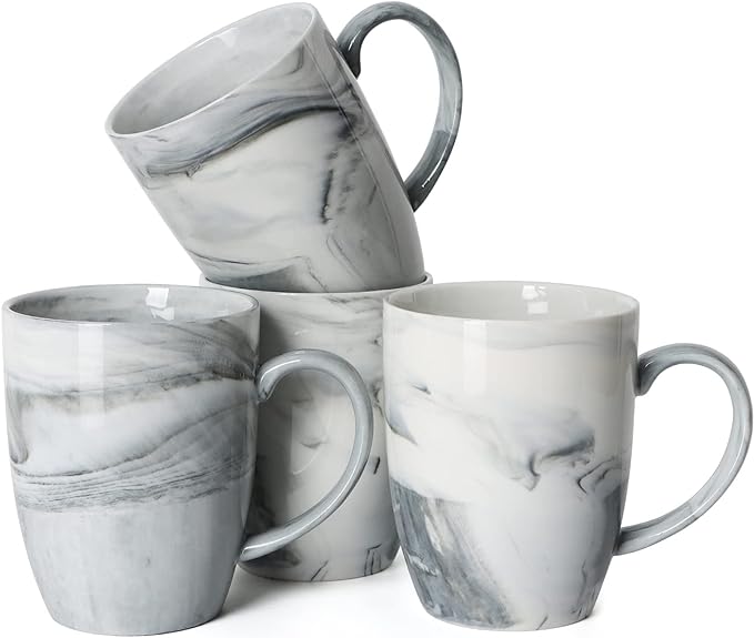 14 OZ Marble Coffee Mugs, M067 Novelty Marble Ceramic Cup by Smilatte