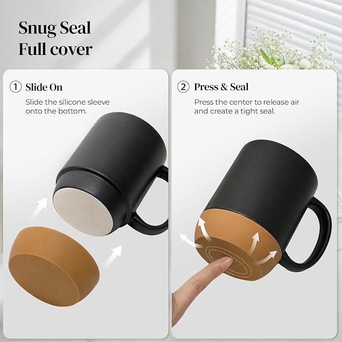 DOWAN Coffee Mugs, 15 oz Mug Set of 2, Large Ceramic Coffee Mug - Image 4