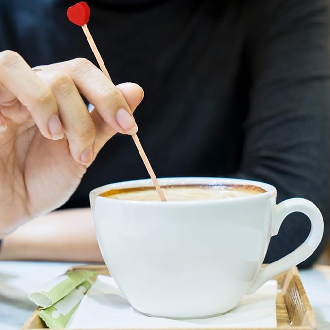 LIFKOME 200pcs Valentine Drink Garnish Wooden Stir Sticks Honey Stick Espresso - Image 6