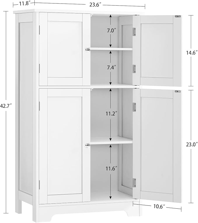 TEENFON Bathroom Floor Storage Cabinet, Freestanding Bathroom Storage Unit - Image 3