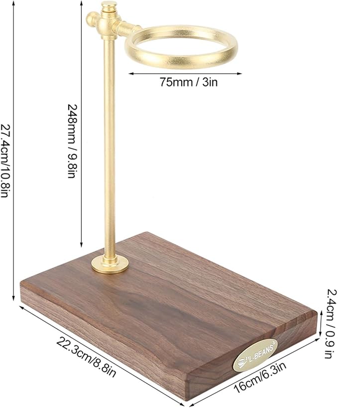 Pour Over Coffee Dripper Stand, Wooden Brass Coffee Filter Holder Drip Filter - Image 6