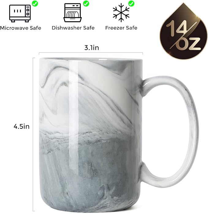 14 OZ Marble Coffee Mugs, M068 Novelty Marble Ceramic Cup - Image 2