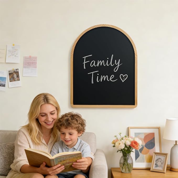 Curved Blackboard, 16.3″x20.4″, Magnetic Chalkboard, Holiday Gift, Pine Frame - Image 6