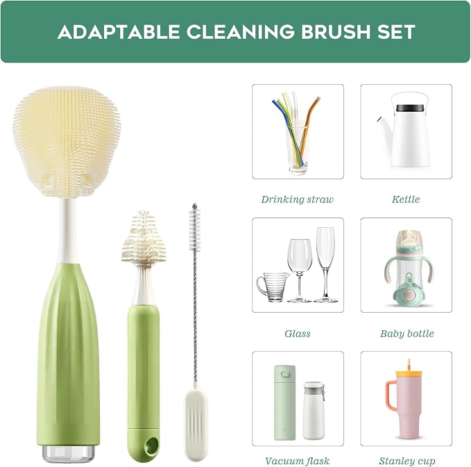 Baby Bottle Brush Set, Silicone Bottle Brush Cleaner - Image 6