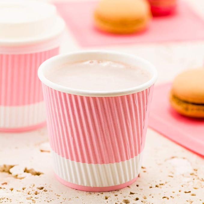 Restaurantware Ripple Wall Coffee Cups 25 Count 4 Ounce Insulated Light Pink - Image 7