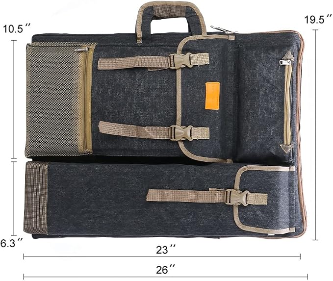 TRANSON Art Portfolio Case Artist Backpack Canvas Bag Large 26” x 19.5” - Image 4