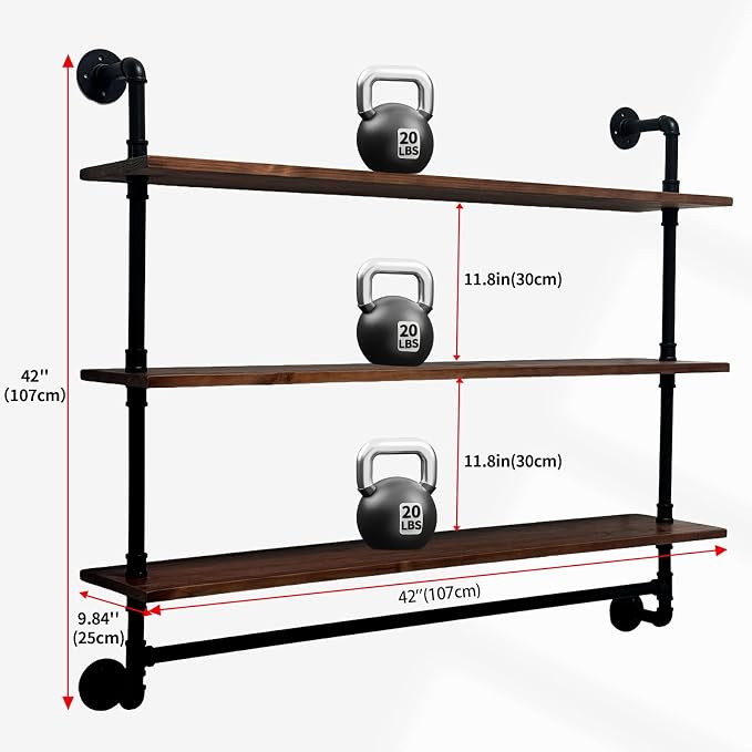 Industrial Pipe Shelving Pine Shelf, Pipe Shelves - Image 2