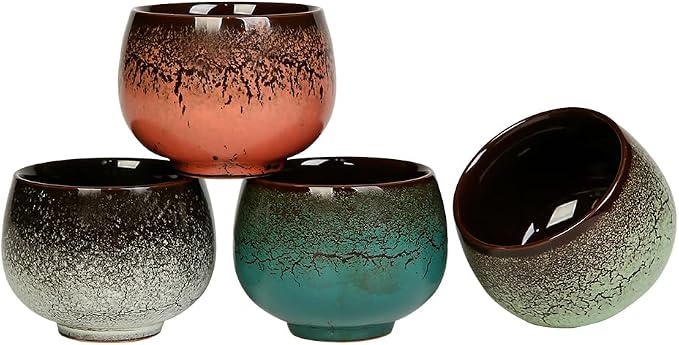 Gradient Crackle Glaze Ceramic Espresso Cups, 6.08oz/180ml Small Demitasse by zhtywhgi