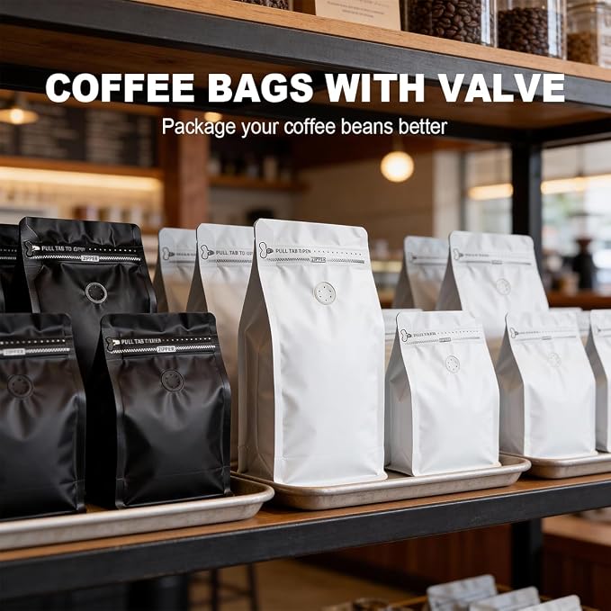 Coffee Bags with Valve 20pcs Black+20pcs White Vented Coffee Beans Packaging - Image 6