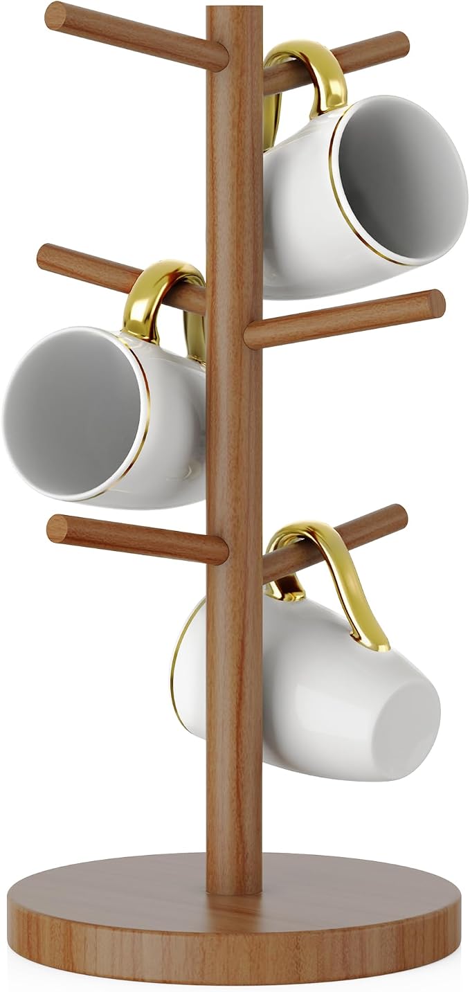 Wisuce Coffee Mug Holder, Bamboo Mug Tree - Image 8