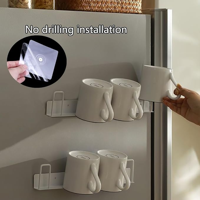 BAIEUEJO 2pcs Cup Holder Wall-Mounted Mug Hook Coffee Cups Holder no Drilling - Image 3