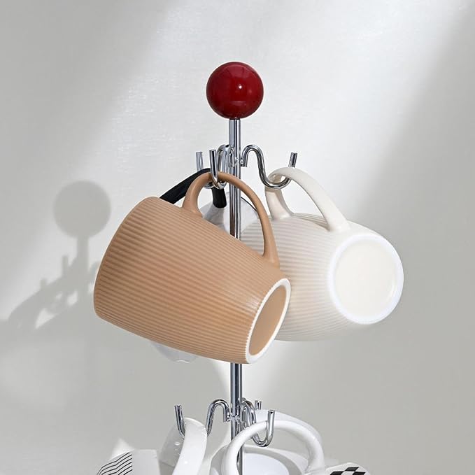Coffee Mug Tree Cup Drying Rack, 6 Hooks Coffee Cups Stand, Vertical Cup Holder - Image 6