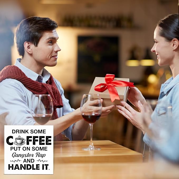 Coffee Bar Decor, Funny Coffee Table Decor Wooden Sign, Drink Some Coffee Put - Image 7