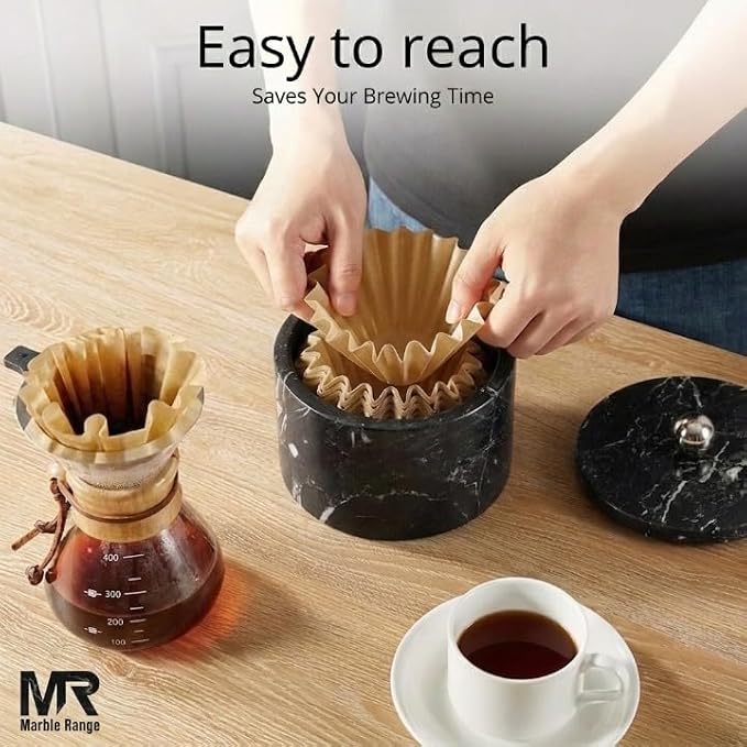 Marble Coffee Filter Holder – 6 inch Handmade Black Coffee Filter Holder - Image 3