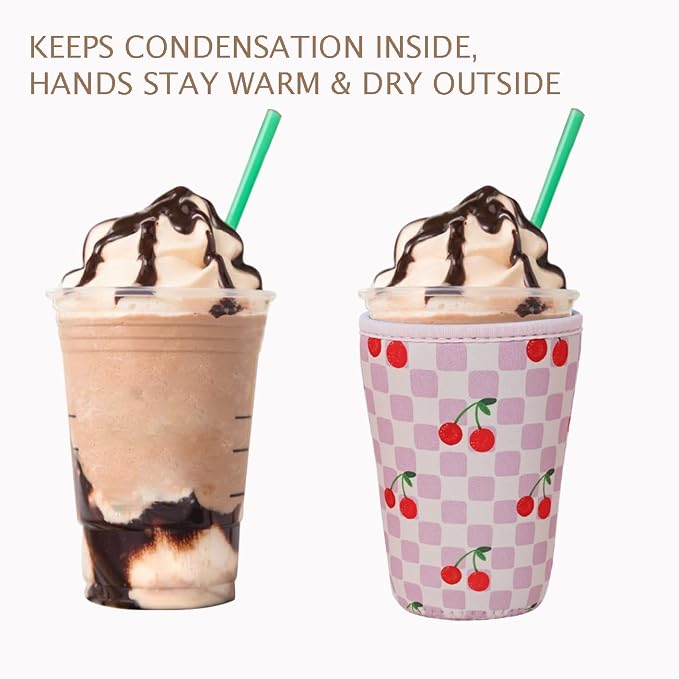 Reusable Insulated Neoprene Iced Coffee Cup Sleeve, Durable Drink Sleeve - Image 6
