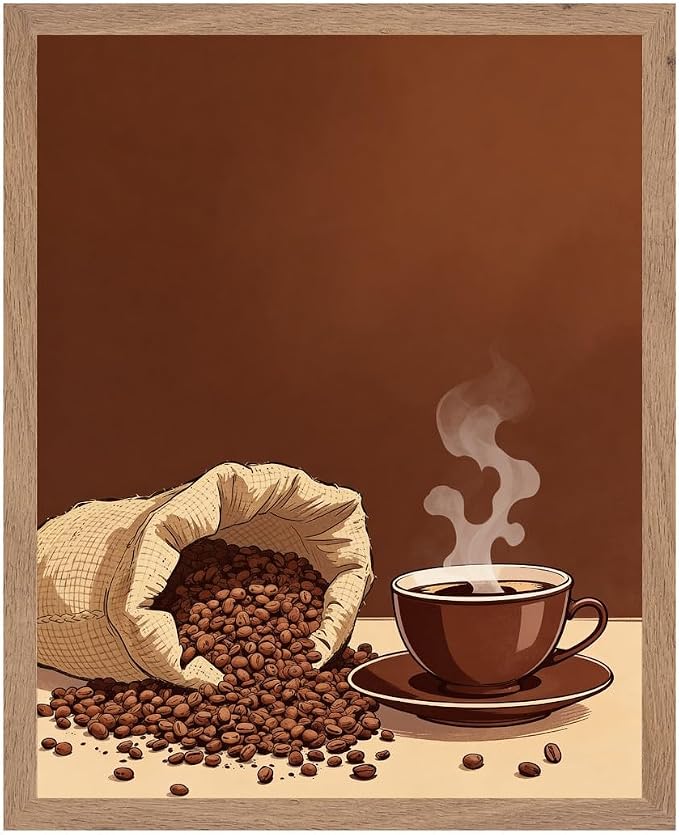 Lawrence Williams Designs Coffee Beans and Cup Poster by LawrenceWilliamsDesigns