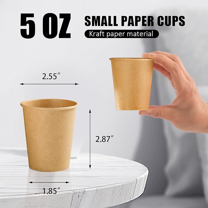 Clawsoff 100 Pack 5 oz Paper Cups, Disposable Kraft Bathroom Cups 5 Ounce - Image 2