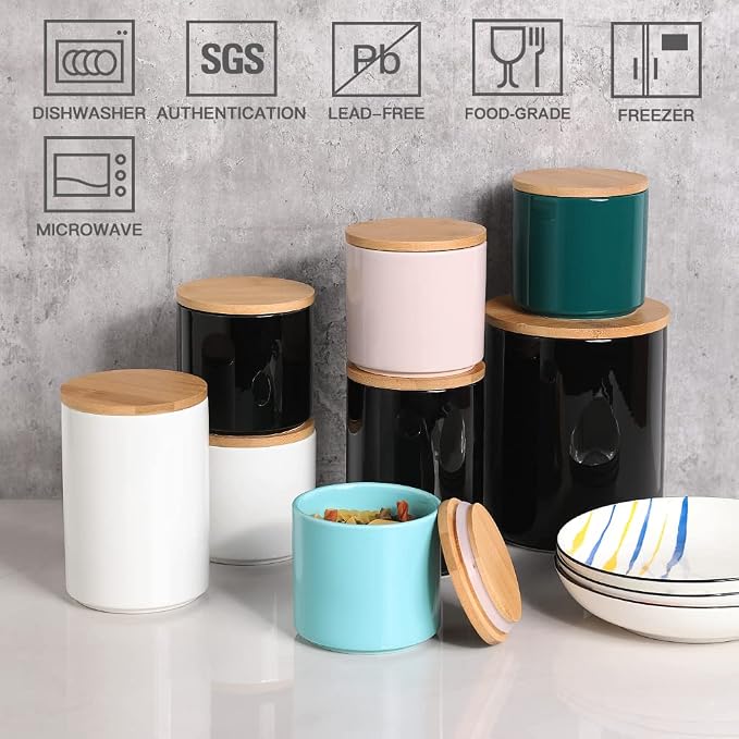 Sweejar Kitchen Canisters Ceramic Food Storage Jar Set, Stackable Containers - Image 2