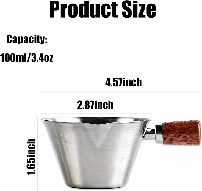 Espresso Measuring Cup, 3.4 OZ Stainless Steel Espresso Shot Cups - Image 2