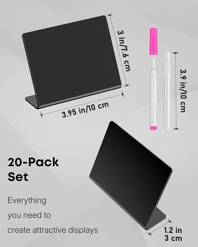 Uniclife 20 Pack Mini Acrylic Chalkboard Signs - Image 2